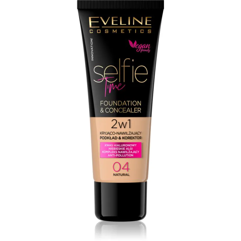 Eveline Cosmetics Selfie Time μεικ απ και διορθωτής 2 σε 1 απόχρωση 04 Natural 30 ml