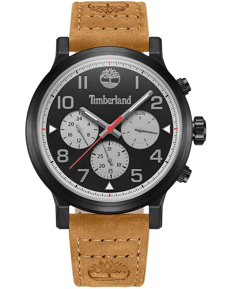 TIMBERLAND Pancher - TDWGF0028902, Black case with Brown Leather Strap