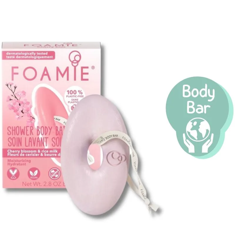 Foamie Cherry Kiss Θρεπτική Μπάρα Καθαρισμού Σώματος με Άνθη Κερασιάς & Γάλα Ρυζιού για Πλούσια Περιποίηση της Επιδερμίδας 80g