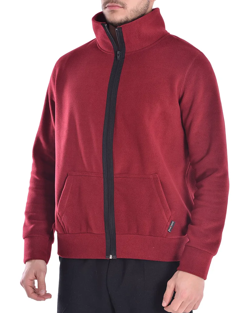 Ανδρική ζακέτα fleece σε μπορντώ χρώμα