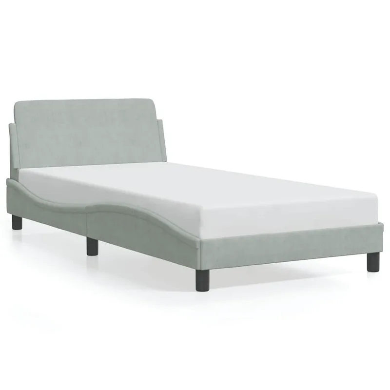 vidaXL Σκελετός Κρεβατιού Dover Γκρι 100x190 εκ. Βελούδινο