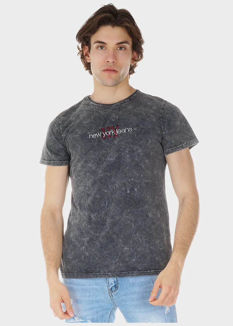 Ανδρικό Tshirt στάμπα 3d κανονική γραμμή. ΓΚΡΙ