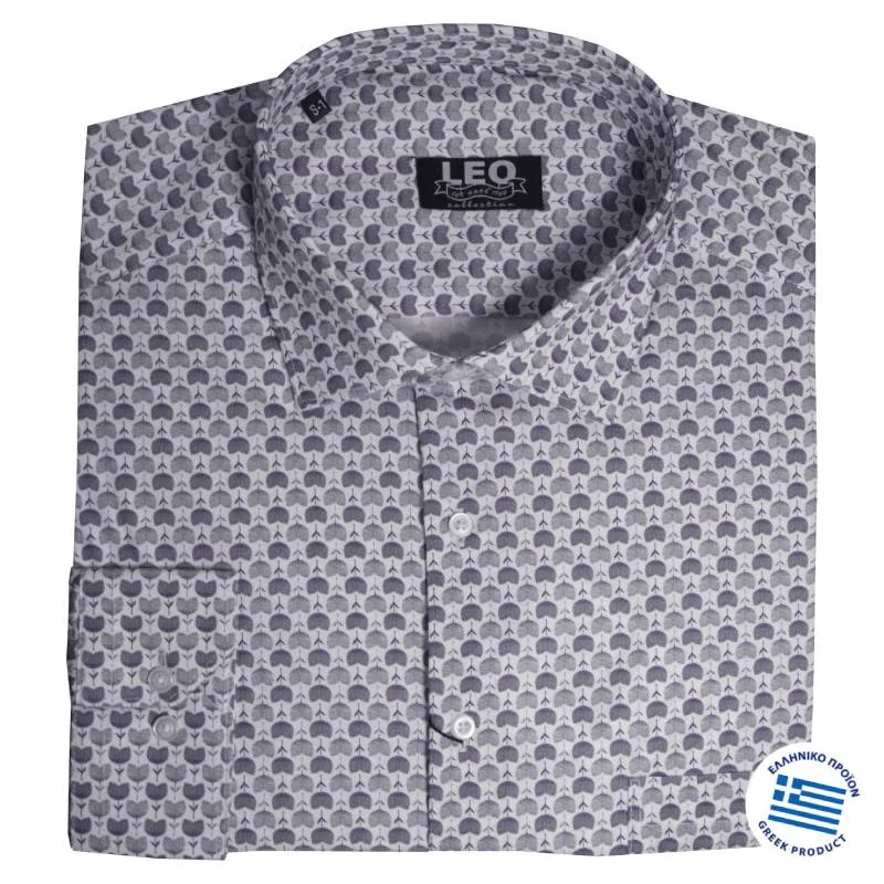 Ελαστικό πουκάμισο "Faded Tulip" με Rex γιακά, της Leo Collection - Light Blue/White