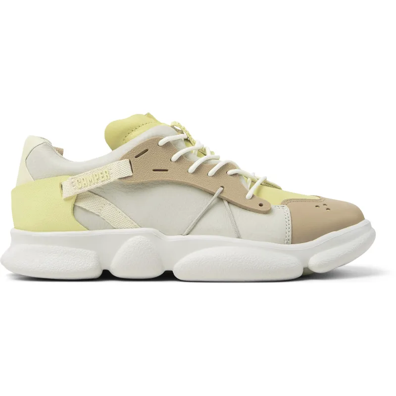 CAMPER Twins - Sneakers Για Γυναικεία - Λευκό,Κίτρινο,Μπεζ, Μέγεθος 38, Smooth leather/Cotton fabric