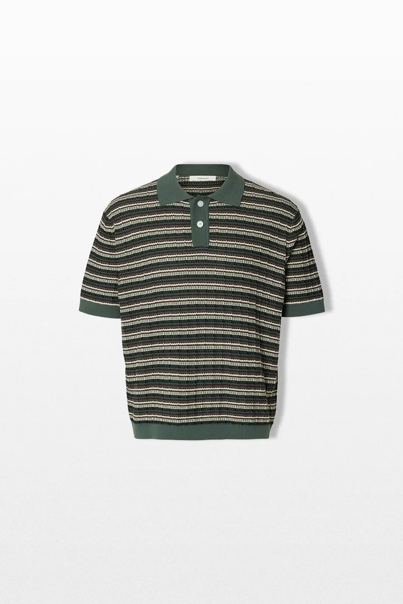 SELECTED HOMME Ανδρικό Πράσινο Structured Knitted Polo Shirt