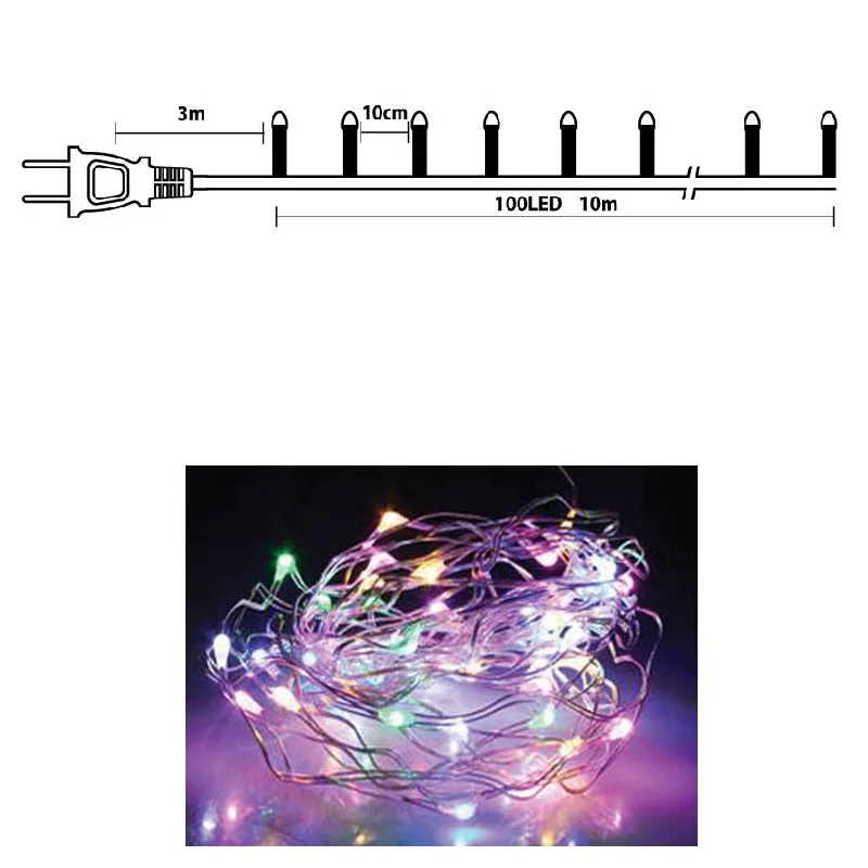 100 Led Copper Πολύχρωμο Φως 10m Mε Μετασχηματιστή IP44
