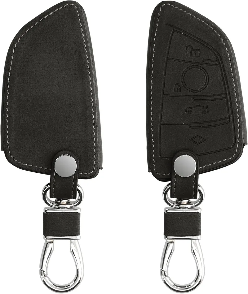 Θήκη Κλειδιού Αυτοκινήτου BMW από PU Δέρμα Nubuk Smart Key 3 Κουμπιά - Dark Grey (61394.19)