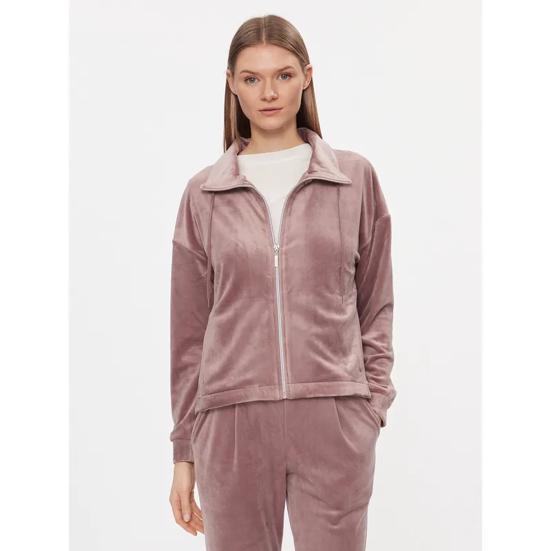 Triumph Μπλούζα Cozy Comfort Velour Zip Jacket 10216555 Καφέ Regular Fit