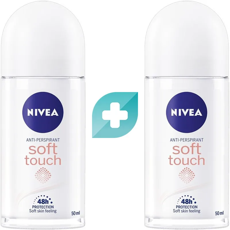 Σετ Nivea Soft Touch Talc Sensation Deo Roll-On Γυναικείο Αποσμητικό για Αποτελεσματική Προστασία από την Κακοσμία & την Εφίδρωση Χάρη στην Πολύτιμη Πούδρα Kaolin 100ml (2x50ml)