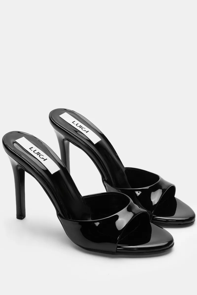 LUIGI DESIGN - Mules Στρόγγυλα - Μαύρο-Λουστρίνι