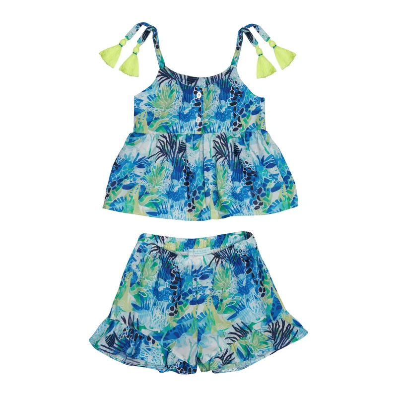 GIRL'S TOP SHORTS SET AQUATIC