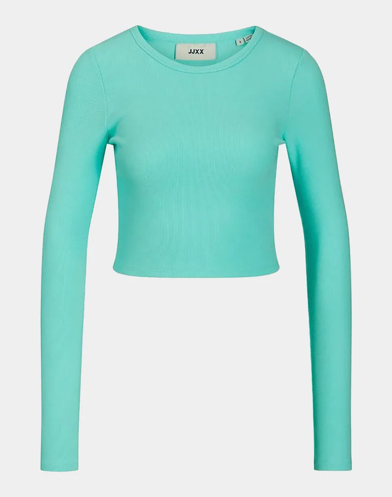 JJXX JXFELINE STR LS RIB TEE JRS NOOS 12200402-Aruba Blue LightSeaGreen