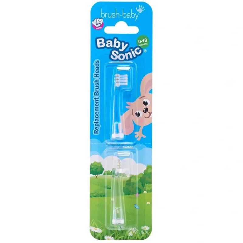 Brush-Baby Baby Sonic Replacement Brush Heads 0-18m Ανταλλακτικές κεφαλές για την Ηλεκτρική Οδοντόβουρτσα BabySonic 2 Τεμάχια