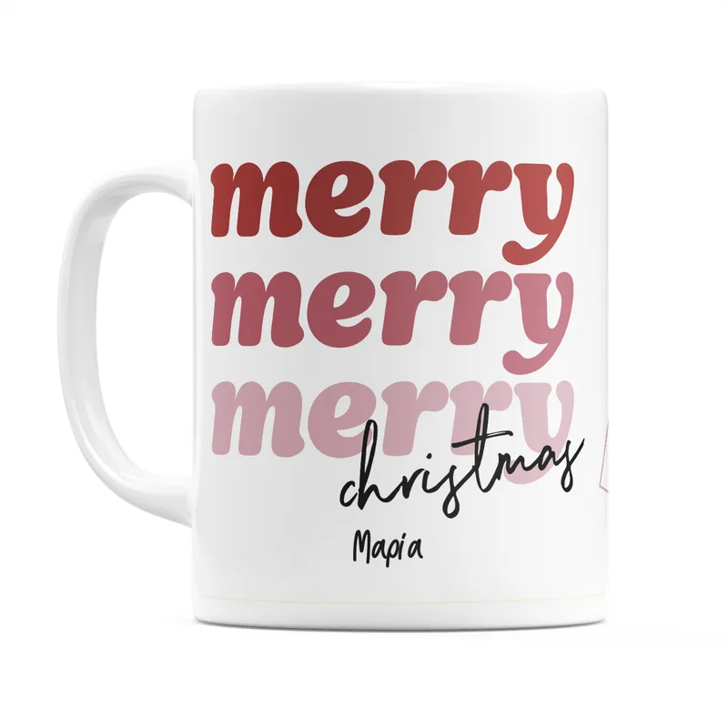 Merry, Μerry Xmas - Κούπα - Λευκό - Απλή