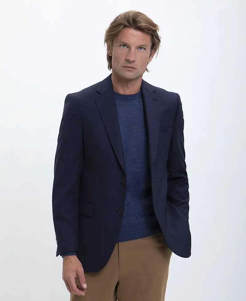 Vardas Σακάκι Καρό Slim Fit σε Σκούρο Μπλε