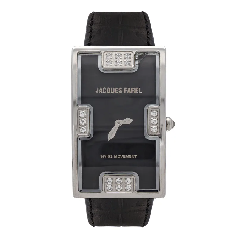 JACQUES FAREL Βlack Leather Strap AQJ1234