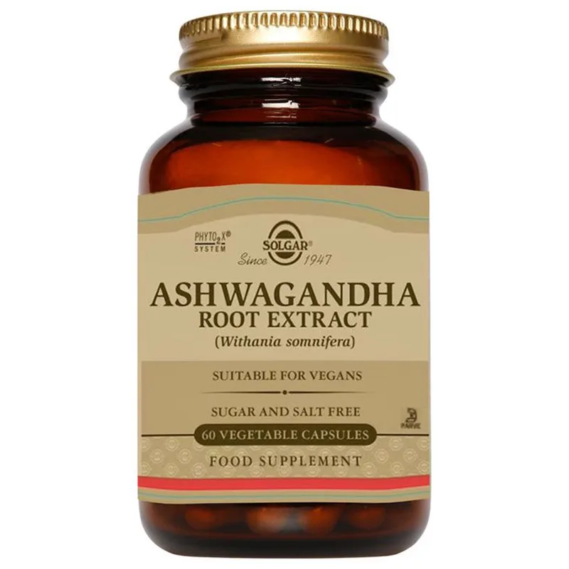 Solgar Ashwagandha Root Extract Συμπλήρωμα Διατροφής με Εκχύλισμα Ασβαγκάντας για την Αντιμετώπιση του Στρες, Ενίσχυση του Ανοσοποιητικού με Αντιφλεγμονώδεις Ιδιότητες 60veg.caps