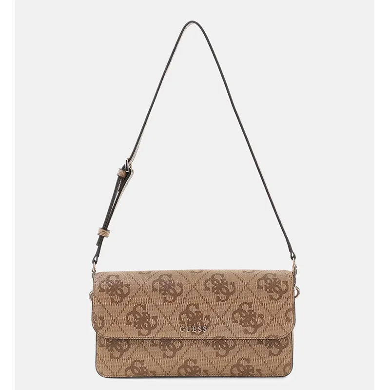 GUESS SADIE FLAP SHOULDER BAG ΤΣΑΝΤΑ ΓΥΝΑΙΚΕΙΟ HWOS8118190 LATTE LOGO