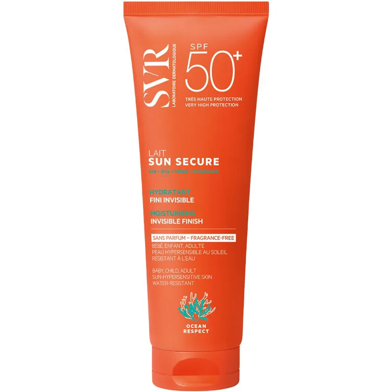SVR Sun Secure Spf50+ Fragrance-Free Invisible Finish Sunscreen Milk Αντηλιακό Ενυδατικό Γαλάκτωμα Προσώπου & Σώματος Λεπτόρρευστης Υφής Πολύ Υψηλής Προστασίας με Αόρατο Τελείωμα, Χωρίς Άρωμα για Όλη την Οικογένεια 250ml