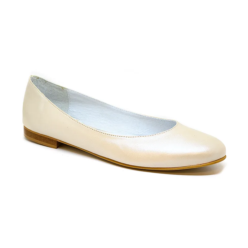 Bigshoes GA1132-13 Δερμάτινη Μπαλαρίνα Πέρλα Μπεζ