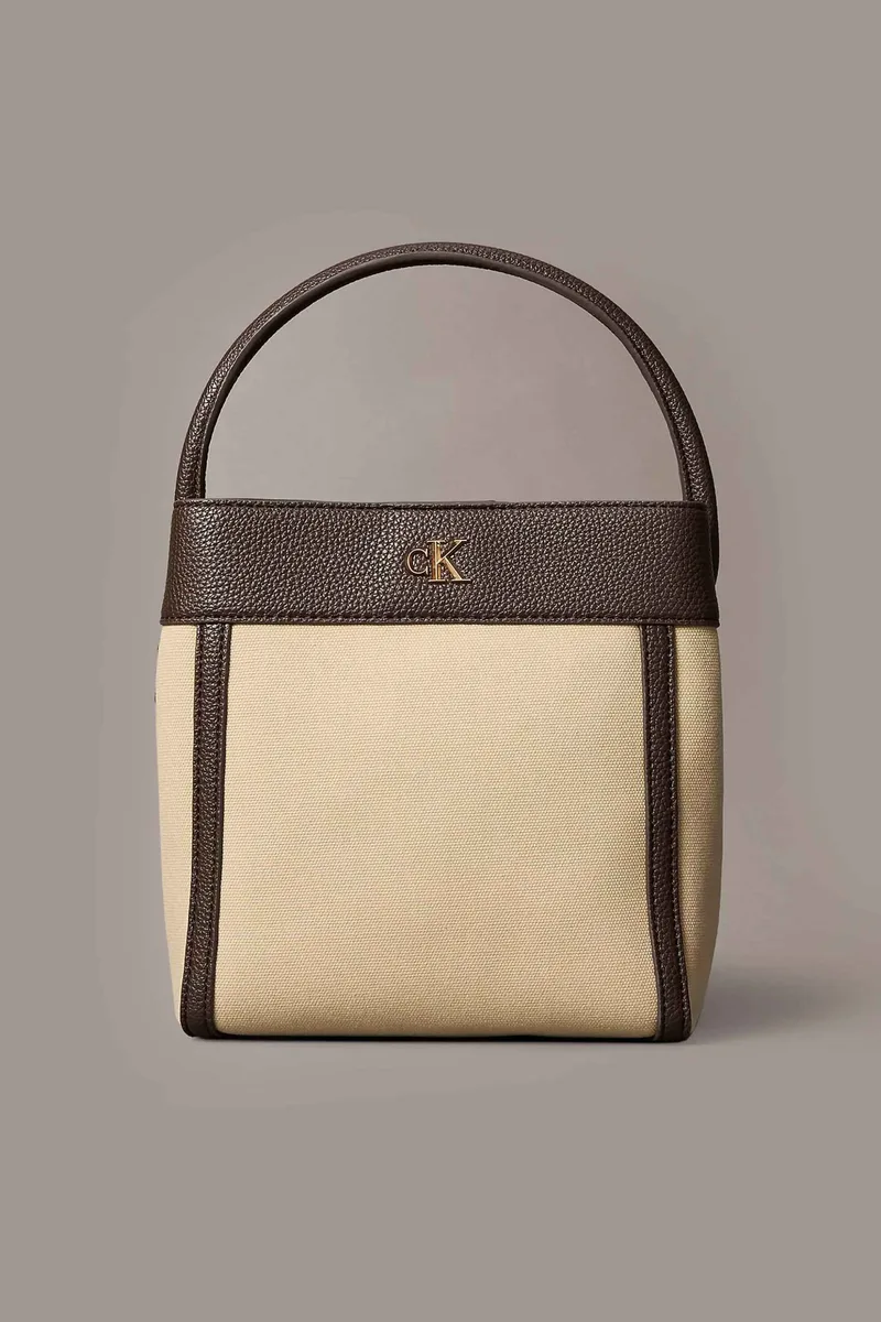 Calvin Klein Jeans γυναικεία canvas τσάντα bucket με monogram - LV04F3348G Μπεζ
