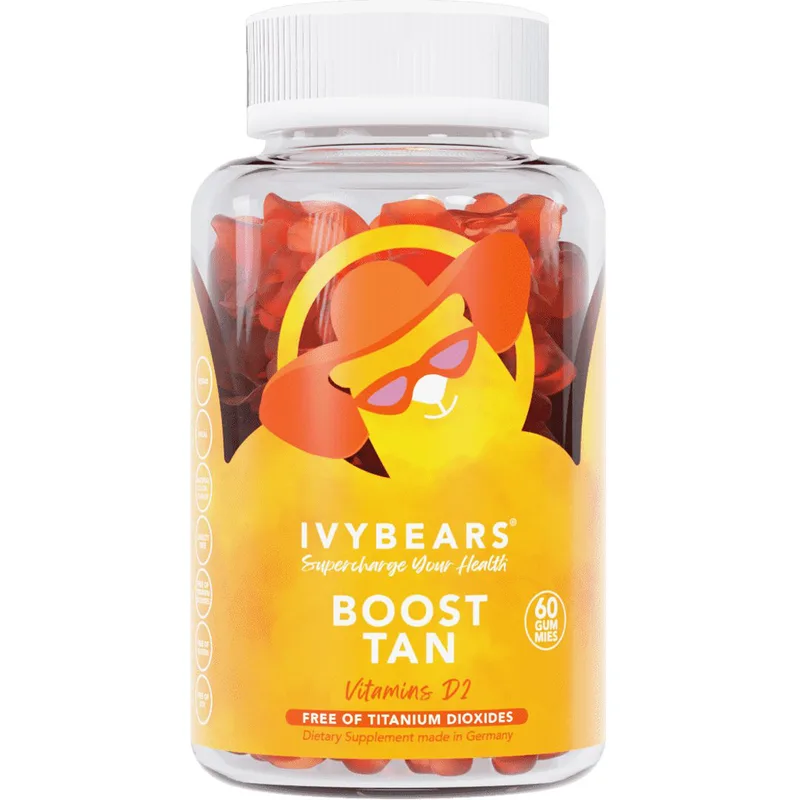 IvyBears Boost Tan Συμπλήρωμα Διατροφής Φόρμουλας Καροτενοειδών, Βιταμινών & Ψευδάργυρου για & Ενίσχυση Φυσικού Μαυρίσματος & Διατήρηση του Χρώματος με Υπέροχη Γεύση 60 Ζελεδάκια