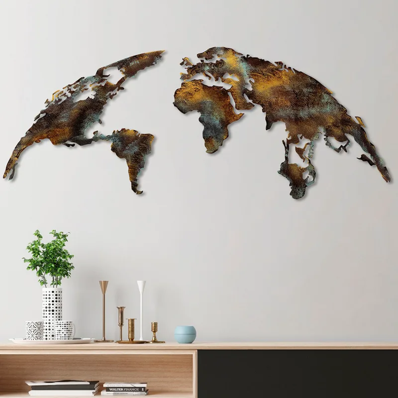 Μεταλλικό Διακοσμητικό Τοίχου World Map Medium - 3 891Tnl2435 150x59 cm