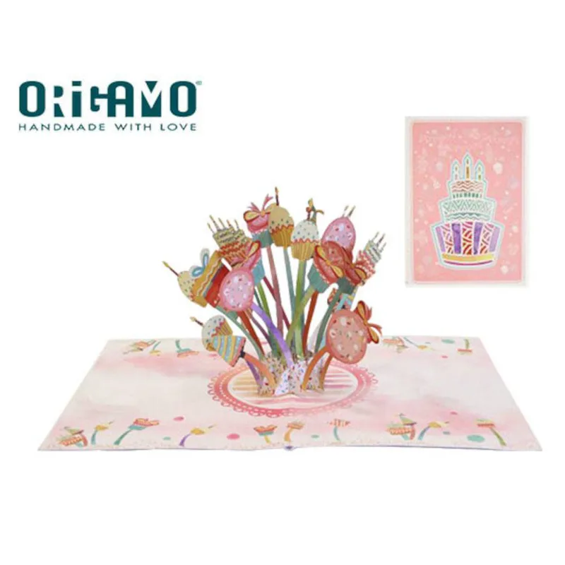ORIGAMO ΚΑΡΤΑ ΕΥΧΕΤΗΡΙΑ ΑΝΑΔΥΟΜΕΝΗ ΓΛΥΚΑ 18.5x14cm KIRIGAMI
