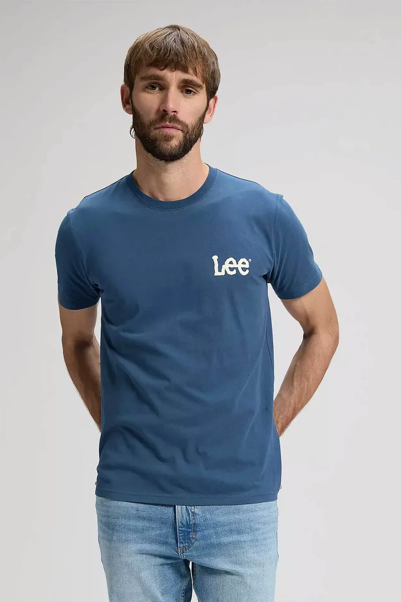 Lee® ανδρικό T-shirt με λογότυπο Regular Fit "Wobbly" - 112376431 Μπλε