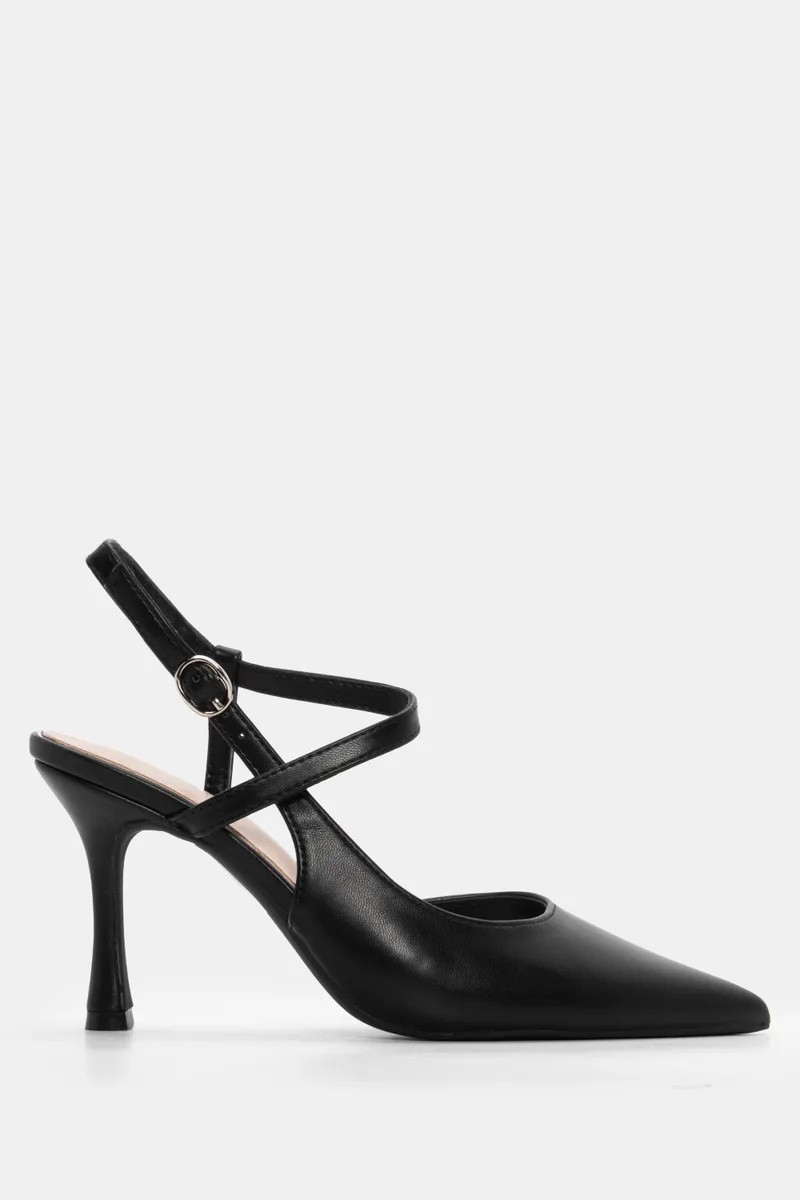 Γόβες Μυτερές Slingback - Μαύρο