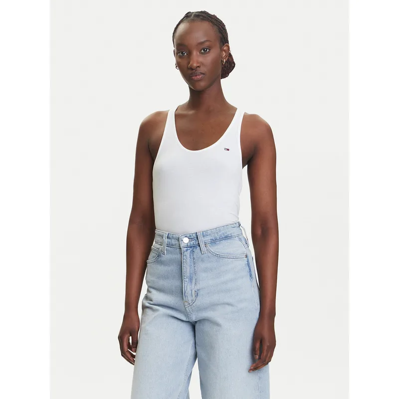 Tommy Jeans Τοπ DW0DW20917 Λευκό Regular Fit