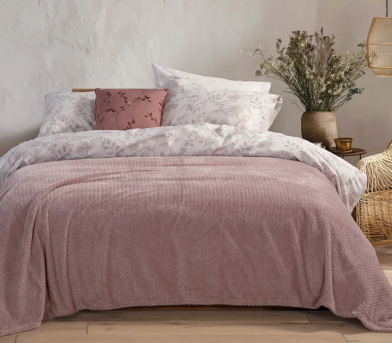 Κουβέρτα Fleece Υπέρδιπλη Nef-Nef Worth Mauve 220x240