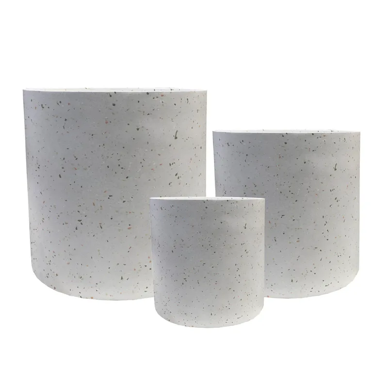 Supergreens Γλάστρα Πήλινη Κύλινδρος "Celestia" Λευκό Terrazzo M 33x33x29 εκ.