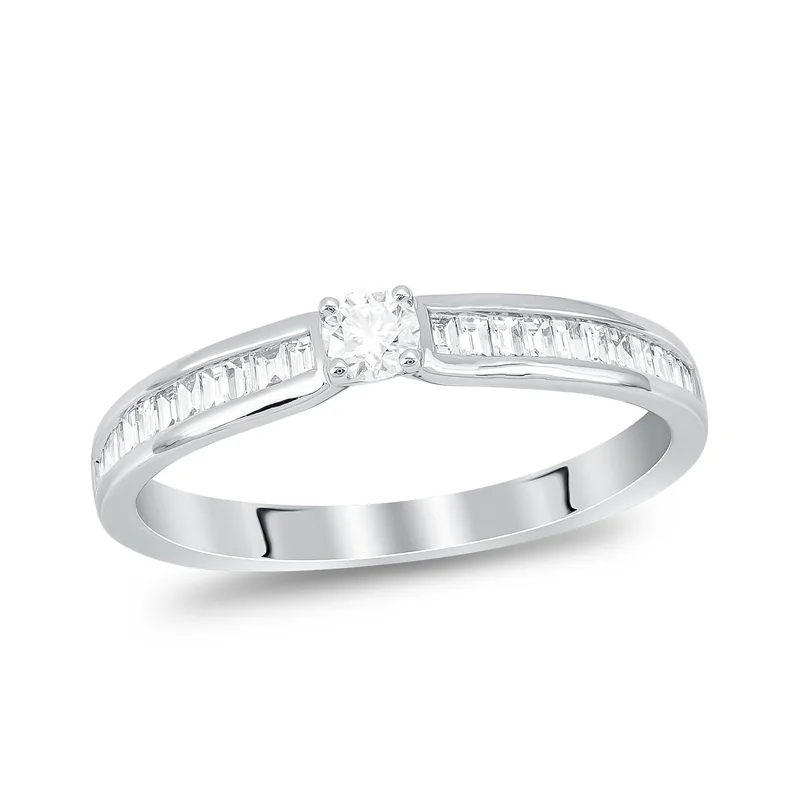 Diamond Group Μονόπετρο Δαχτυλίδι Με Διαμάντια Brilliant από Λευκό Χρυσό 18 Kαρατίων DDX315