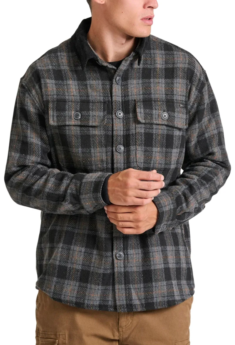 Πουκάμισο Μακρυμάνικο Funky Buddha Flannel Καρό FBM010-073-05-BLACK Ανδρικό