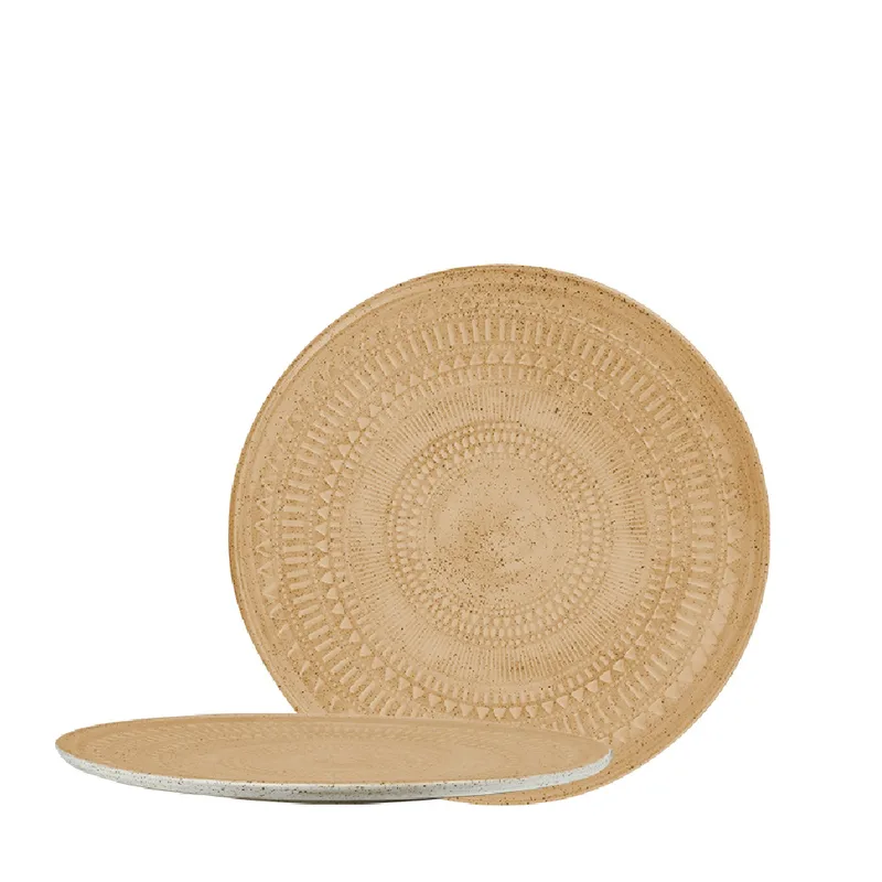 Πιάτο Φαγητού Ρηχό Stoneware Ανάγλυφο Aztec Brown ESPIEL 27εκ. ZAT105K6 (Σετ 6 Τεμάχια) (Χρώμα: Καφέ, Υλικό: Stoneware, Μέγεθος: Μεμονωμένο) - ESPIEL - ZAT105K6