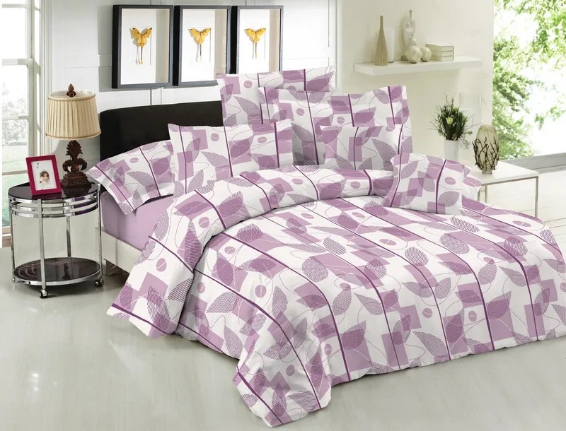 Σετ Σεντόνια Μονά με Λάστιχο 3 Τεμαχίων Le Blanc Leaves Lilac 100x200+33