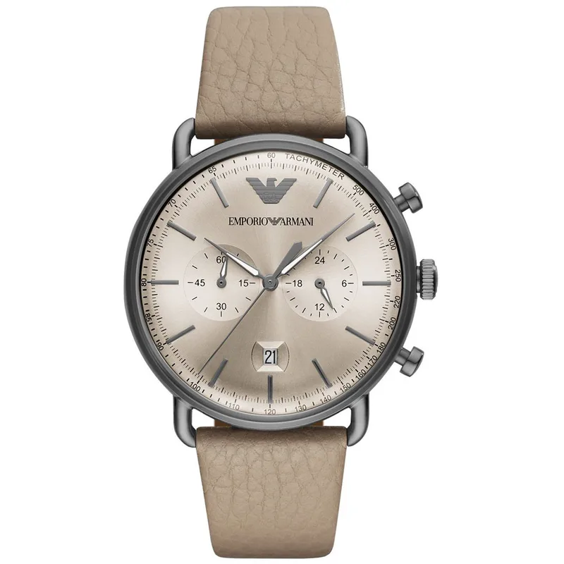 EMPORIO ARMANI Aviator Brown Leather Chronograph AR11107