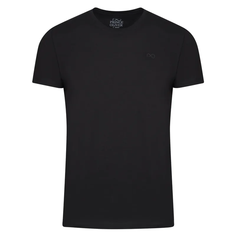 Elegant Logo Τ-Shirt Μαύρο Round Neck (Modern Fit)