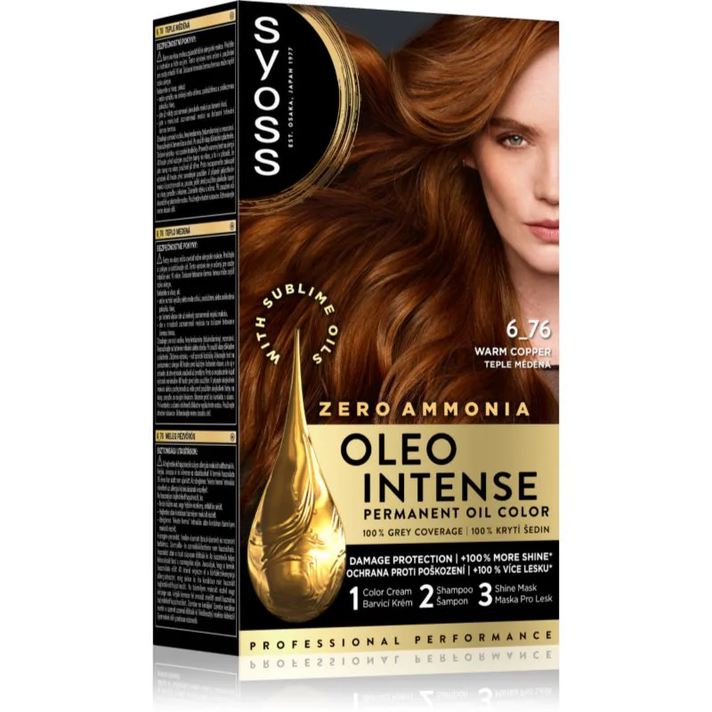 Syoss Oleo Intense μόνιμη βαφή μαλλιών με έλαιο απόχρωση 6-76 Warm Copper 1 τμχ