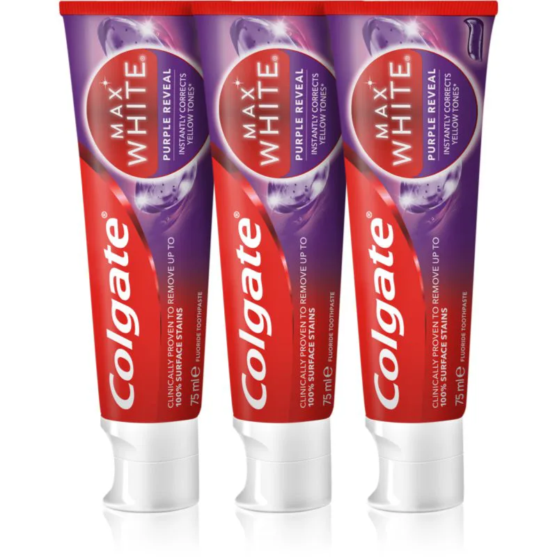 Colgate Max White Purple Reveal αναζωογονητική οδοντόκρεμα 3x75 ml