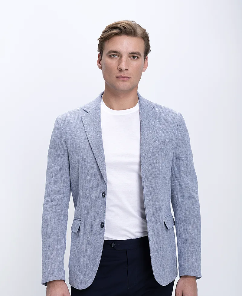 Vardas Ανδρικό Σακάκι Linen Blend Με Πέτο Notch Modern Fit