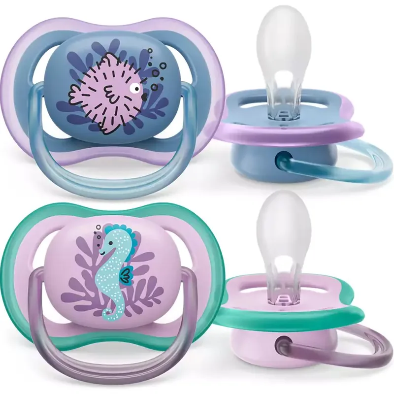 Philips Avent Ultra Air Silicone Soother 6-18m Μπλε - Λιλά Ορθοδοντική Πιπίλα Σιλικόνης με Μεγάλες Οπές για να Αναπνέει το Δέρμα του Μωρού 2 Τεμάχια, Κωδ SCF085/61