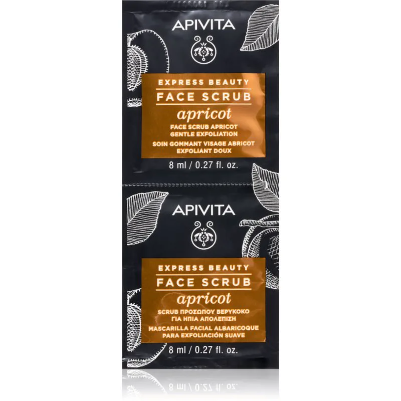 Apivita Express Beauty Gentle Face Scrub Apricot απαλή καθαριστική απολέπιση για το πρόσωπο 2x8 ml