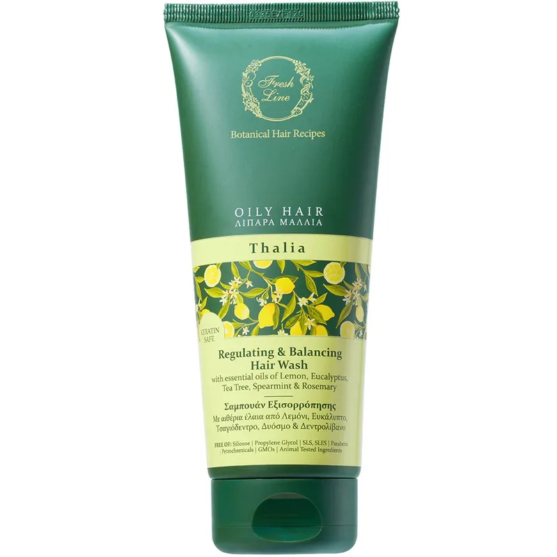 Fresh Line Botanical Hair Recipes Thalia Oily Hair Regulating & Balancing Hair Wash Σαμπουάν Ρύθμισης Λιπαρότητας Θάλεια Κατάλληλο για Λιπαρά Μαλλιά 200ml