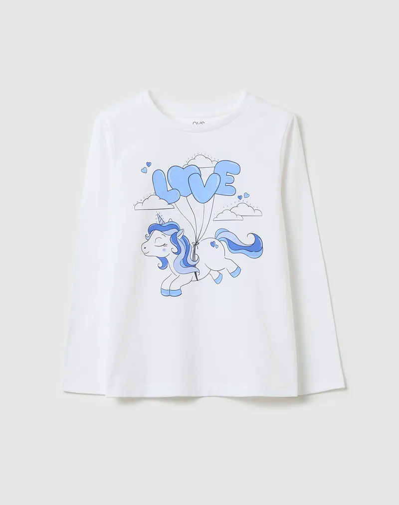 OVS LS TSHIRT 4/5 WITH STRASS 2197036-LUCENT WHITE White