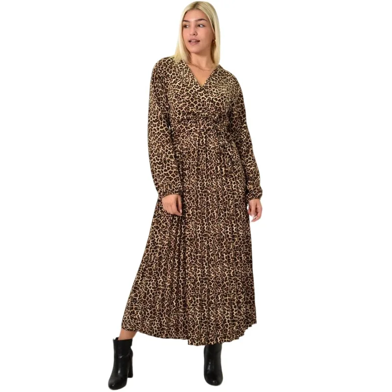 Μίντι φόρεμα με μοτίβο animal print πλισέ Animal Print 25978