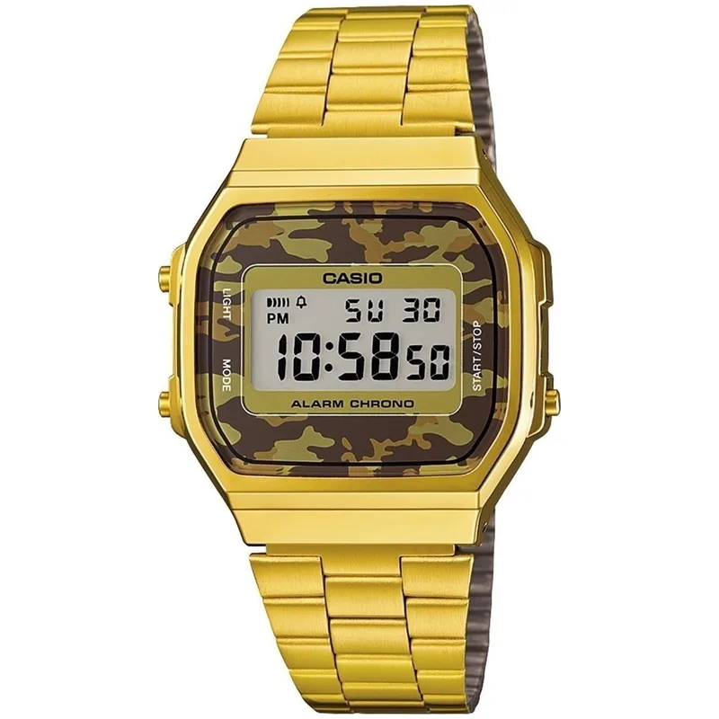 CASIO Collection Camouflage Χρυσό Stainless Steel Bracelet A-168WEGC-5EF