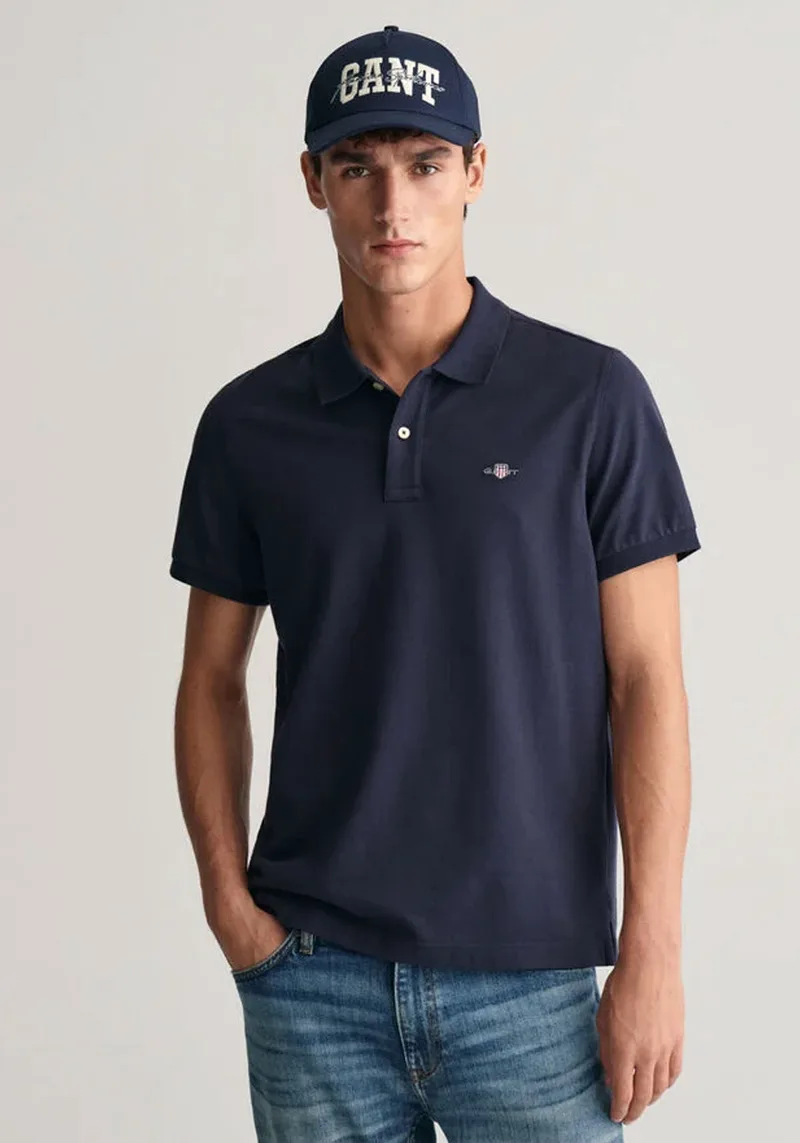 GANT Pique Polo Μπλούζα της σειράς Shield - 2210-1 433 Evening Blue