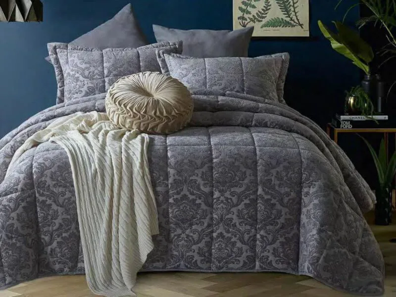 Πάπλωμα Υπέρδιπλο Microsatin Jacquard Classic Γαρύφαλλο 220x240 - Γκρι